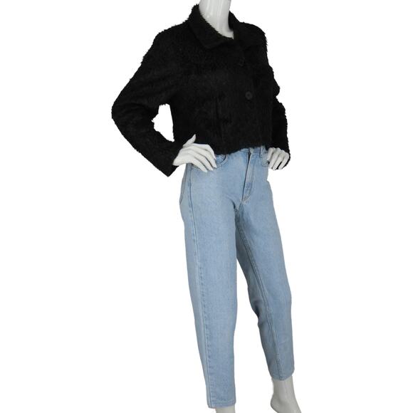 Vintage Rampage Outerwear Black Y2K Fuzzy Cropped Jacket - Picture 5 of 8